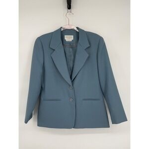 Vintage Haberdashery by Leslie Fay Petites Blue Blazer Career‎ Office Sz 10P
